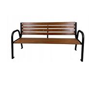 QLS Banco de jardín de 3 plazas, banco de parque, jardín, terraza, banco de jardín, resistente a la intemperie, metal madera de acero (BBruselas S #E09530)
