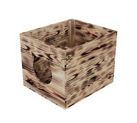 QLS Casa de gato caja de madera adecuada para estantería Kallax Cueva de gato 33 x 38 x 29 cm flameada