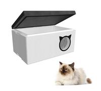 QLS Casa para gatos, 58 x 38 cm, resistente a la intemperie, de poliestireno con cortina