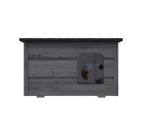 QLS Casa Para Gatos Perro 57x47 Cm De Madera Aislada Exterior Firme Antracita
