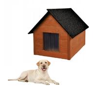 QLS Caseta para perros de madera, 101 x 69 cm, aislada, madera natural, resistente al invierno, exterior (caoba, 101 x 69 cm)