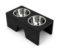 QLS Comedero de 15 cm de metal para perros y gatos, color negro | Soporte estable de los cuencos, más orden en el comedero, práctico en la alimentación diaria de mascotas