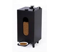 QLS Dispensador de alimentos secos 20 L para gatos y perros, comedero automático con bandeja de animales, 60 x 30 x 30 cm (negro #E10209)