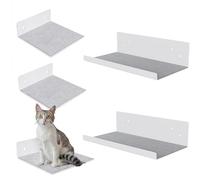 QLS Estantería de pared para gatos con fieltro gris, montaje en pared, de acero pulverizado, hasta 10 kg, estilo loft (blanco)