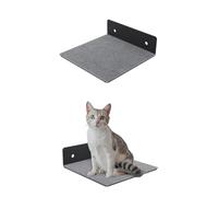 QLS Estantería para gatos de 20 x 20 cm con fieltro gris con recubrimiento en polvo, montaje en pared, hasta 10 kg (negro)