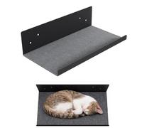 QLS Estantería para pared de escalada para gatos, 27 x 50 cm, con fieltro gris, recubrimiento en polvo, montaje en pared, hasta 10 kg (negro)