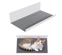 QLS Estantería para pared de escalada para gatos, 27 x 50 cm, con fieltro gris, recubrimiento en polvo, montaje en pared, hasta 10 kg (blanco)