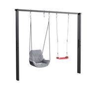 QLS Estructura de columpio doble, 260 cm, estructura de acero, color negro