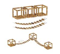 QLS Juego de pared de escalada para gatos con 2 puentes y 3 tumbonas de madera, montaje en techo