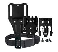 Qls - Kit de sistema de bloqueo rápido con soporte de bucle para cinturón de paseo medio, incluye horquilla y placa receptora de servicio y correa elástica modular para las piernas