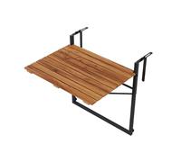 QLS Mesa de balcón 43x57 cm Regulable y Plegable de Acacia