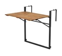QLS Mesa Plegable para Balcón - Colgante, Auxiliar, Ajustable - Madera de Acacia para Terraza