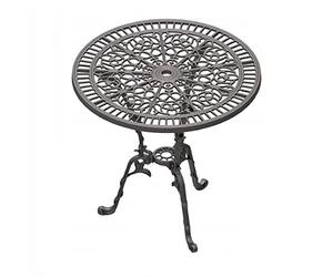 QLS Mesa Redonda de Hierro Fundido 75 cm para jardín | Estructura robusta de hierro fundido para jardín, terraza o patio, duradera y fácil de cuidar