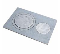 QLS Placa de Hierro Fundido con 2 Aros 40,5 x 27 cm Negra
