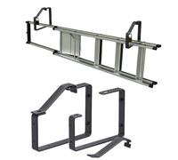 QLS Soporte de pared universal para escalera de acero con cerradura, color negro
