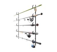 QLS Soporte para cañas de pescar, soporte para cañas de pared, soporte para cañas de techo, gancho de almacenamiento para hasta 5 cañas de pescar