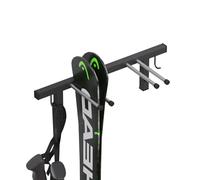 QLS Soporte para esquís de pared para 2 parejas, 44 cm, bastones de senderismo nórdico, barra de ganchos con goma protectora para ahorrar espacio de almacenamiento S3 2