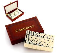 QLSKI Dominó de 28 Piezas,Juego de Mesa Clásico, giocattoli in Legno, Juego de Mesa Clásico para Niños y Adultos,21cm, Juego Tradicional y Divertido,Juego de Mesa de Interior de Cuero