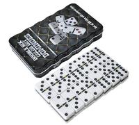 QLSKI Dominó de 28 Piezas, Juego de Mesa Clásico, Juguetes de Madera, Juego Tradicional y Divertido, 21cm, Juego de Interior de Cuero (Negro)