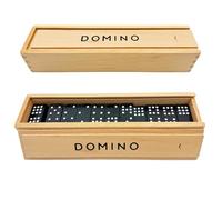 QLSKI Dominó de 55 Piezas, Juego de Mesa Clásico para Niños y Adultos, 21cm, Tradicional y Divertido, Interior de Cuero, Giocattoli in Legno