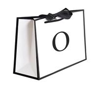 QLSKO Bolsa de regalo inicial con cinta de lazo, bolsa de papel horizontal personalizada con monograma, regalos de cumpleaños para mujeres y hombres (O-S)