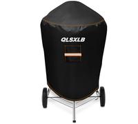 QLSXLB Funda Barbacoa Exterior Impermeable Redonda, Resistente Tela 600D Oxford Cubierta BBQ Gas Φ77x90cm, Funda Protectora de Parrilla Universal Anti-Viento/Anti-Polvo/Anti-Humedad Negro
