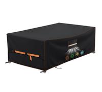 QLSXLB Funda Mesa Exterior Impermeable, Tela Oxford 420D Funda para Muebles de Jardín 250x150x90cm, Funda Protectora Muebles Jardin con Salidas de Aire Resistente al Viento, Anti-UV, Antipolvo Negro