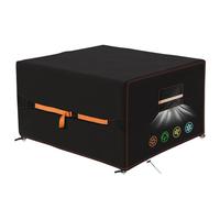 QLSXLB Funda Mesa Exterior Impermeable, Tela Oxford 420D Funda para Muebles de Jardín 250x250x90cm, Funda Protectora Muebles Jardin con Salidas de Aire Resistente al Viento, Anti-UV, Antipolvo Negro