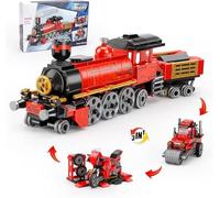QLT QIAOLETONG Tren STEM Creator 3 en 1 para tren/motocicleta/rodillo de carretera, bloques de construcción para niños y niñas, 6-14 bloques de sujeción Ideas Zug(305 unidades)