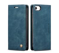 QLTYPRI Case for iPhone 7/8/SE 2020/SE 2022 5G, Vintage PU Leather Wallet Case Card Slot Kickstand Magnetic Closure Shockproof Flip Folio Case Cover for iPhone SE 2022/SE 2020/8/7 - Blue
