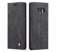 QLTYPRI Case for Samsung Galaxy S8 Plus, Vintage PU Leather Wallet Case Card Slot Kickstand Magnetic Closure Shockproof Flip Folio Case Cover for Samsung Galaxy S8 Plus - Black