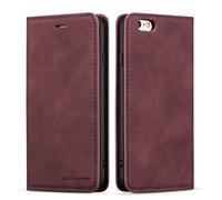 QLTYPRI Compatible con iPhone 6 iPhone 6S, Étui en Cuir Mince de qualité supérieure Étui pour téléphone Portable Avec Porte-Cartes Support à Rabat Compatible con iPhone 6 iPhone 6S - Rouge Vin