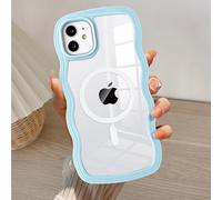 QLTYPRI Funda Magnética para iPhone 11 con Olas Coloridas, Carcasa Transparente Antiarañazos, Carga Inalámbrica, Protección Anticaídas para Mujeres Niñas - Sierra Azul