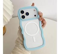 QLTYPRI Funda Magnética para iPhone 17 Pro MAX con Olas Coloridas, Carcasa Transparente Antiarañazos, Carga Inalámbrica, Protección Anticaídas para Mujeres Niñas - Sierra Azul