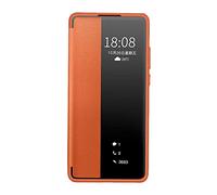 QLTYPRI Funda para Huawei P40 Pro, Smart View Case PC Bumper con función inteligente de despertador/sueño, a prueba de golpes, antiarañazos, funda con tapa compatible con Huawei P40 Pro, color marrón