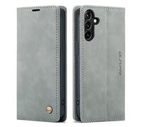 QLTYPRI Funda para Samsung Galaxy A54 5G, Vintage PU Cuero Wallet Case Card Slot Kickstand Cierre Magnético A Prueba de Golpes Flip Folio Case Cover para Samsung A54 5G - Gris