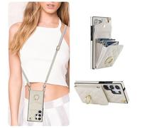 QLTYPRI Funda para Samsung Galaxy S25 Ultra con correa, microfibra de piel, cadena de teléfono móvil con compartimento para tarjetas, soporte de anillo, funda de piel para Samsung Galaxy S25 Ultra -