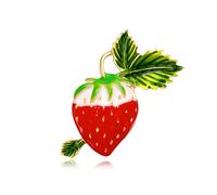 QLUYCKW Broche de frutas para mujer, delicado esmalte de frutas, hoja verde, cereza, fresa, limón, plátano, diamantes de imitación, broche para fiesta de cumpleaños, mochila, ropa, abalorios, joyería