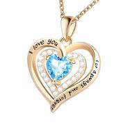 QLUYCKW Collar con colgante de corazón de plata de ley con diamantes de imitación con varios colores de cristal doble de la suerte, ligero, regalo de San Valentín, día de la madre, regalo para mujeres