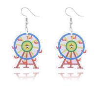 QLUYCKW Pendientes de carnaval, divertidos aretes acrílicos de dibujos animados de circo, carrusel, tigre, mono, elefante, payaso, ligeros, aretes colgantes de Mardi Gras, joyería para fiesta de