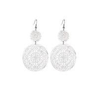 QLUYCKW Pendientes de disco hueco de flores talladas, retro, bohemia, textura dorada, aretes de gota de moneda, grandes y ligeros, ideales para mujeres, Zinc, Sin piedra preciosa