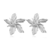 QLUYCKW Pendientes de flores grandes en 3D, bohemios, grandes, de metal, colgantes, hipoalergénicos, brillantes, joyería de regalo para mujer, Zinc, Sin piedra preciosa