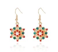 QLUYCKW Pendientes de Navidad de cristal, hechos a mano, brillantes, copo de nieve, muñeco de nieve, árbol rojo, verde, estrella, colgante, joyería de invierno para mujer, Navidad, Medium, Zinc