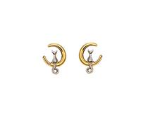 QLUYCKW Pendientes de tuerca de plata de ley hechos a mano con diseño de gato pequeño, diseño de luna y gato, ligeros, joyería de vacaciones para mujeres amantes de los gatos, S, Acero aleado, Sin