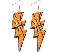 QLUYCKW Pendientes deportivos de madera de los años 70 y 80, ligeros, de baloncesto, fútbol, rugby, deportivos, divertidos, de béisbol, relámpago, de madera, para mujeres, mamá, aficionado al béisbol