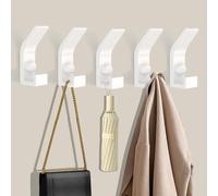 QMAHA Ganchos Percheros de Pared, 5 Piezas Ganchos Toalla con Tornillo, Perchero de Metal Perchero Pared, Gancho de Puerta Colgadores para Montaje en Pared, Wall Hooks para Estante Baño (Blanco)