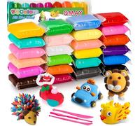 QMAY Arcilla Secado al Aire, 24 Colores Arcilla Mágica de Modelado con 3 Herramientas para Esculpir, Moldeable Air Dry Clay, Plastilina Regalo para NiñOs y NiñAs de 3 4 5 6 7 8-12 Años