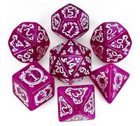 QMAY DND Dados Juego de Dados Poliédricos - 7 Piezas para Dungeon and Dragons MTG RPG D&D D20, D12, D10, D%, D8, D6, D4 (Motivo de Dragón Rosa)