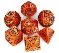QMAY DND Dados Juego de Dados Poliédricos - 7 Piezas para Dungeon and Dragons MTG RPG D&D D20, D12, D10, D%, D8, D6, D4 (Naranja de Halloween)