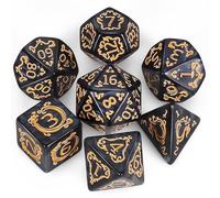 QMAY DND Dados Juego de Dados Poliédricos - 7 Piezas para Dungeons and Dragons MTG RPG D&D D20, D12, D10, D%, D8, D6, D4 (Patrón de Dragón Negro)